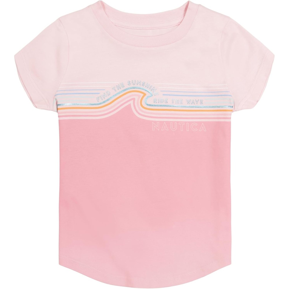 image:imageNautica Girls Short Sleeve TShirt with Fun Graphic Design Cotton Tee with Tagless InteriorRose Shadow Waves