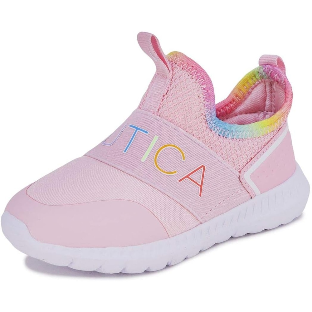 image:imageNautica Girls SlipOn Sneaker Athletic Running Kids Shoe for Walking Running Tennis and Sports ToddlerLittle KidAlois Peony Rainbow