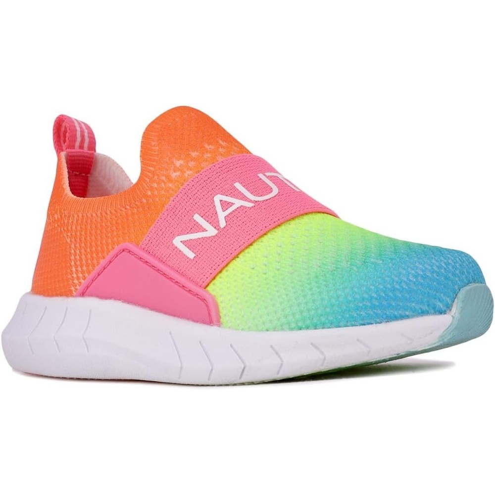 image:imageNautica Girls SlipOn Sneaker  Athletic Running Kids Shoe for Walking Running Tennis and Sports ToddlerLittle KidNeon Rainbow