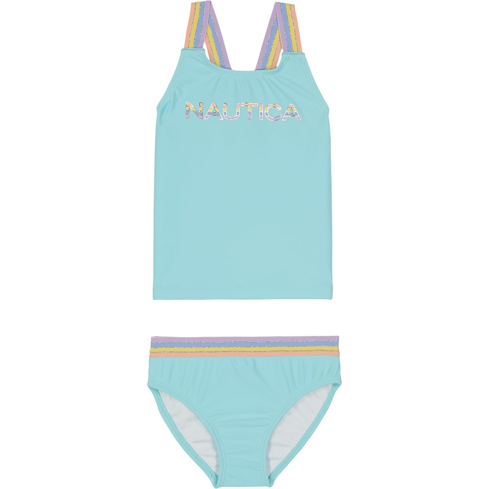 image:imageNautica Girls TwoPiece Bikini Swimsuit Set UPF 50 Sun Protection QuickDry Bathing SuitTangerine Turquoise