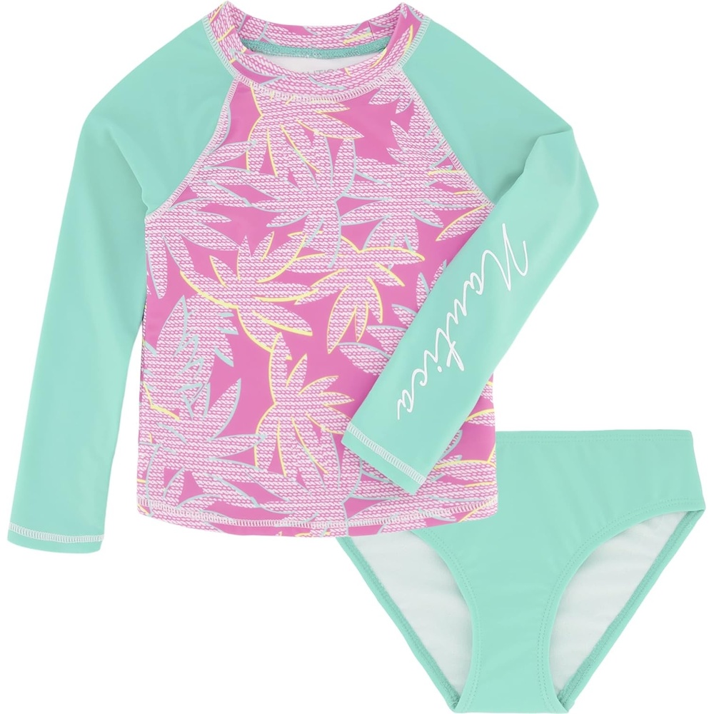 image:imageNautica Girls Twopiece Rashguard Swimsuit Set UPF 50 Sun Protection QuickDry Bathing SuitCockatoo Palm