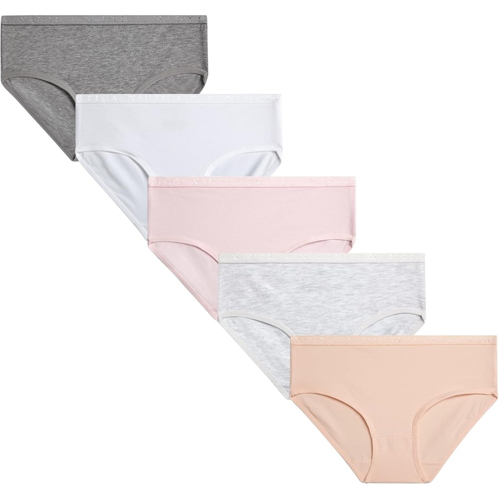 image:imageNautica Girls Underwear Briefs 5 Pack Comfort Stretch MidWaist Breathable Cotton Underwear Panties for Girls 412Pink FrostWhitePale PeachLight Bleach HeatherGrey Heather