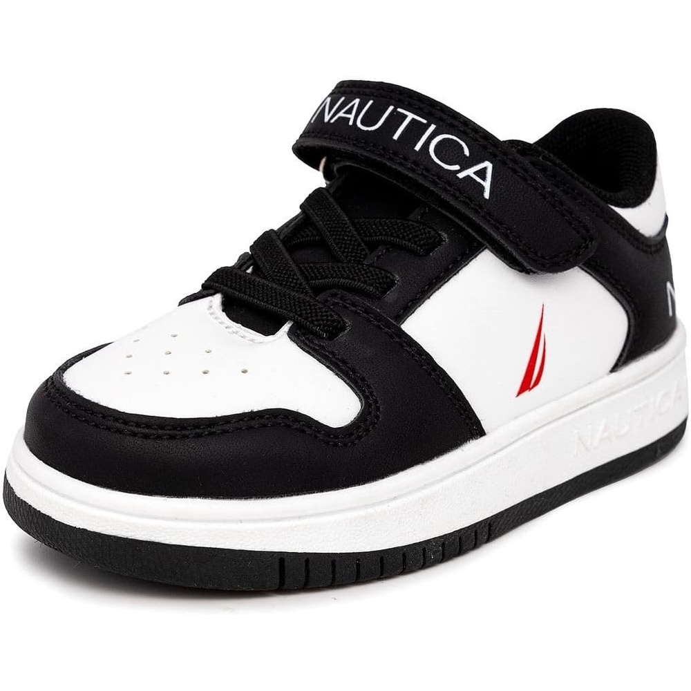 image:imageNautica Kids Adjustable Strap Shoes Comfortable Casual Sneakers for Boys and Girls Toddlers amp Little KidsBlack White