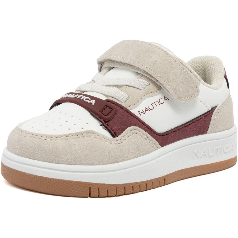 image:imageNautica Kids Adjustable Strap Shoes  Comfortable Casual Sneakers for Boys and Girls Toddlers amp Little KidsBurgundy Whiteseaspray