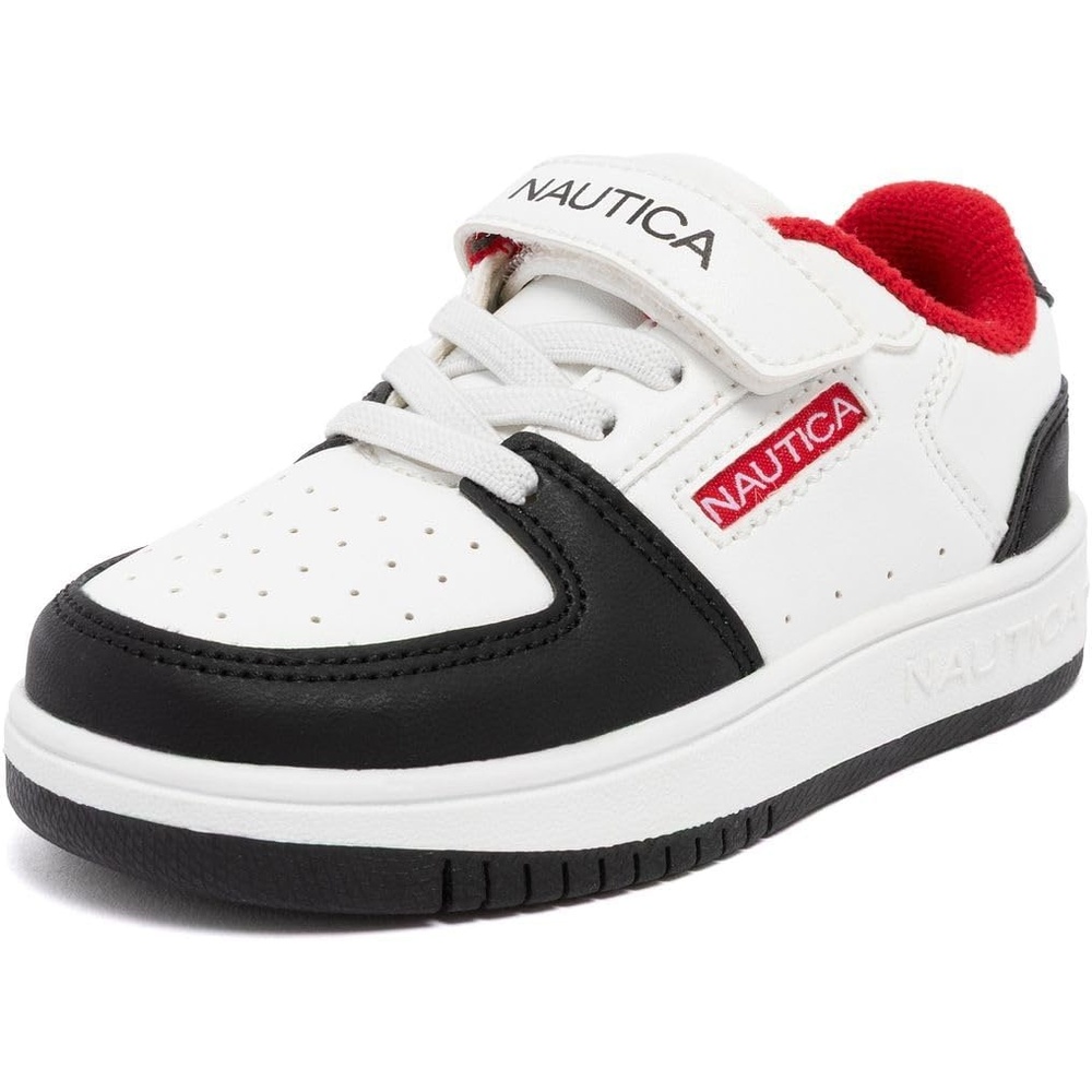 image:imageNautica Kids Adjustable Strap Shoes Comfortable Casual Sneakers for Boys and Girls Toddlers amp Little KidsWhite Black Red
