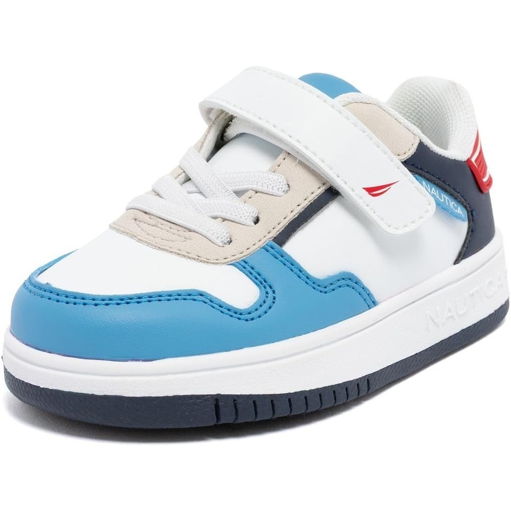 image:imageNautica Kids Adjustable Strap Shoes  Comfortable Casual Sneakers for Boys and Girls Toddlers amp Little KidsWhite Blue Red