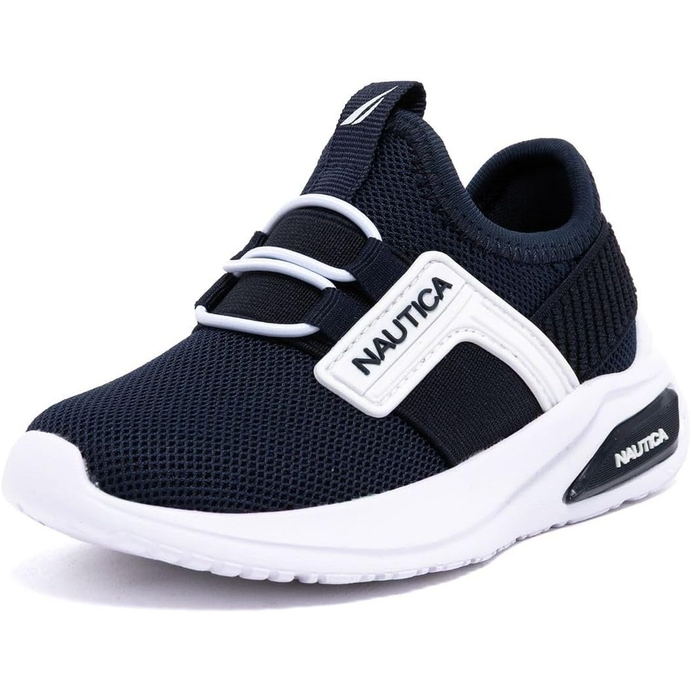 image:imageNautica Kids Athletic SlipOn Sneakers Comfortable Bungee Running Shoes for Boys and Girls Stylish and Supportive Footwear for Active Kids Big KidLittle KidToddlerNavy Whitemavven