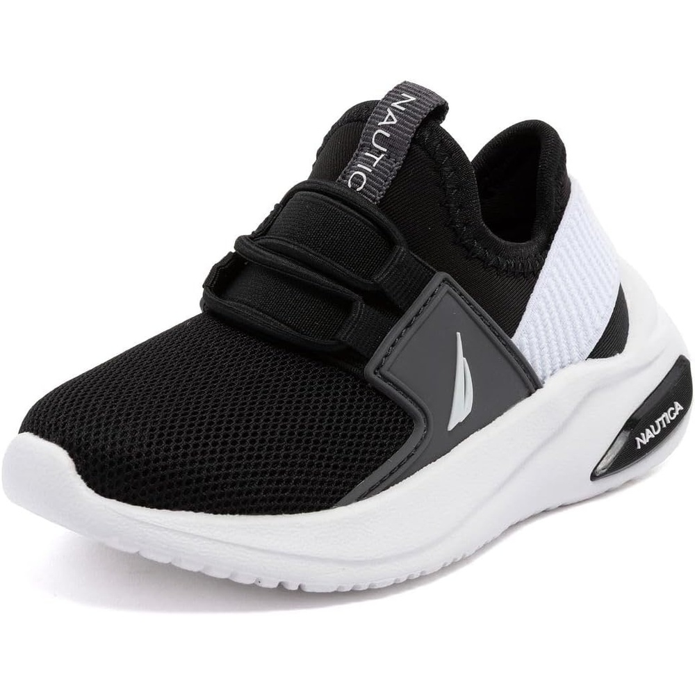 image:imageNautica Kids Athletic SlipOn Sneakers Comfortable Bungee Running Shoes for Boys and Girls Stylish and Supportive Footwear for Active Kids Big KidLittle KidToddlerBlack White Grey