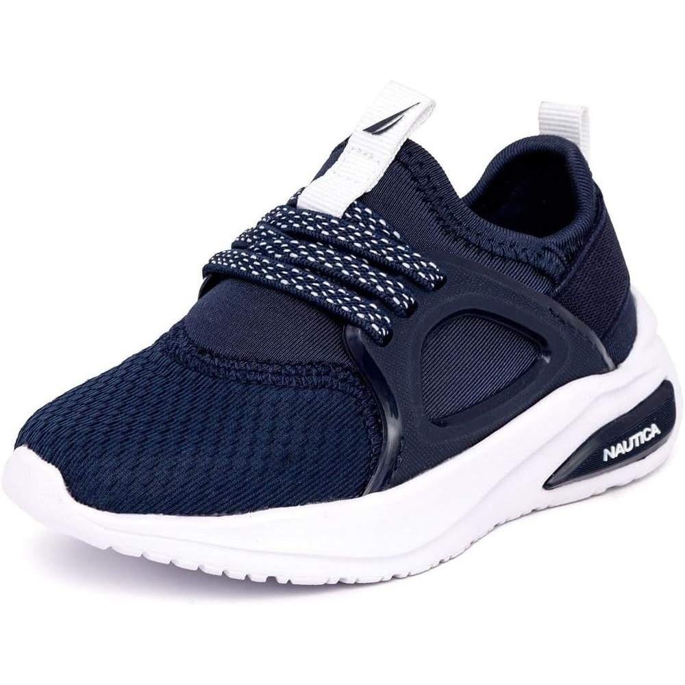 image:imageNautica Kids Athletic SlipOn Sneakers Comfortable Bungee Running Shoes for Boys and Girls Stylish and Supportive Footwear for Active Kids Big KidLittle KidToddlerNavy Whitesplash