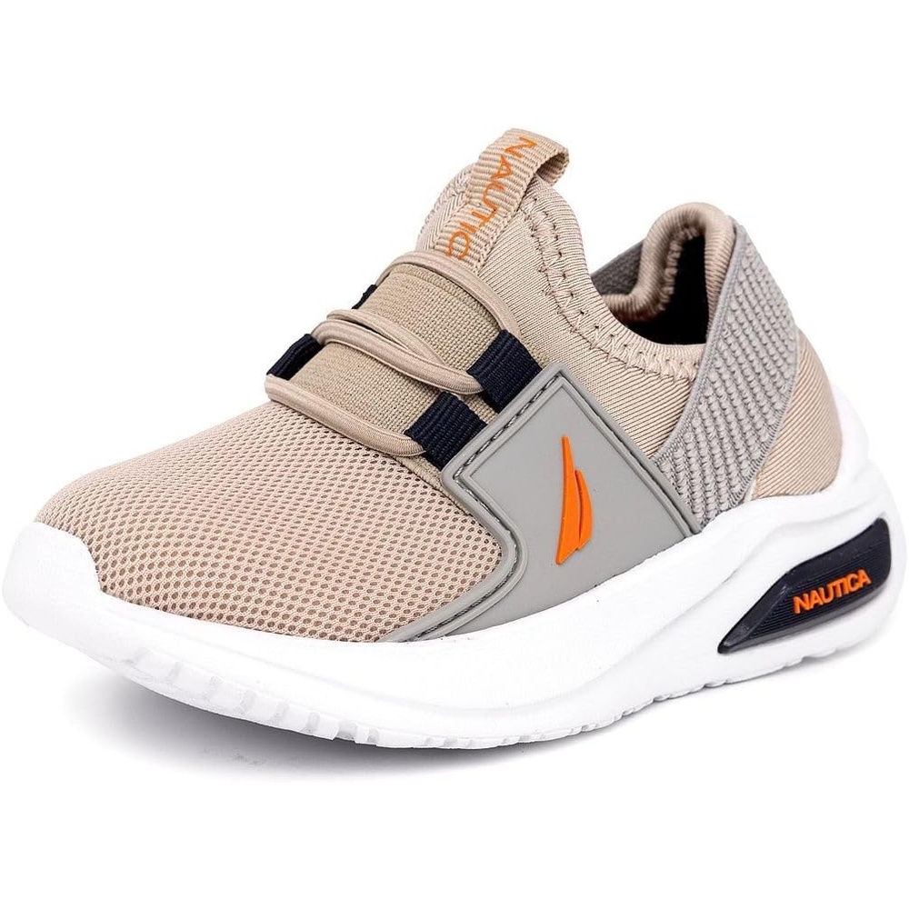 image:imageNautica Kids Athletic SlipOn Sneakers Comfortable Bungee Running Shoes for Boys and Girls Stylish and Supportive Footwear for Active Kids Big KidLittle KidToddlerSand Greymolded