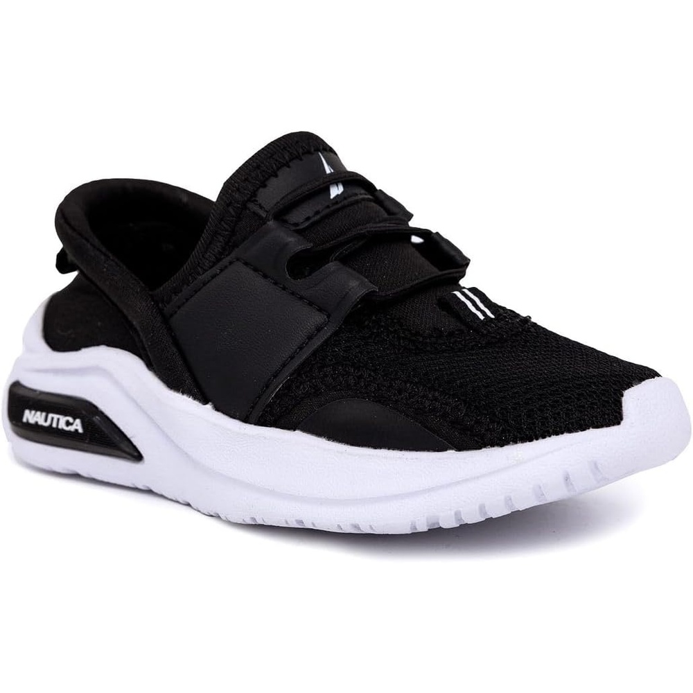 image:imageNautica Kids Athletic SlipOn Sneakers Comfortable Bungee Running Shoes for Boys and Girls Stylish and Supportive Footwear for Active Kids Big KidLittle KidToddlerBlack Whitemalmin