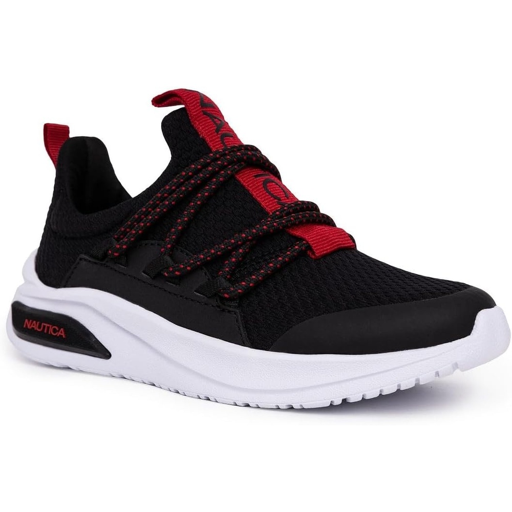 image:imageNautica Kids Athletic SlipOn Sneakers Comfortable Bungee Running Shoes for Boys and Girls Stylish and Supportive Footwear for Active Kids Big KidLittle KidToddlerBlackRed