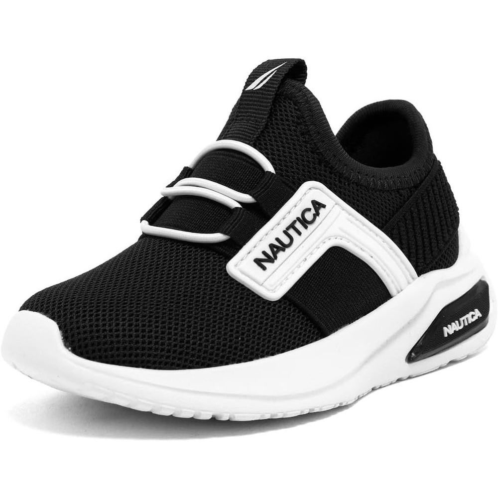 image:imageNautica Kids Athletic SlipOn Sneakers Comfortable Bungee Running Shoes for Boys and Girls Stylish and Supportive Footwear for Active Kids Big KidLittle KidToddlerBlack Whitemavven