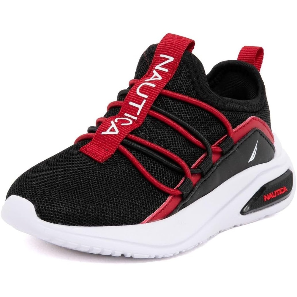 image:imageNautica Kids Athletic SlipOn Sneakers Comfortable Bungee Running Shoes for Boys and Girls Stylish and Supportive Footwear for Active Kids Big KidLittle KidToddlerBlack Redshay