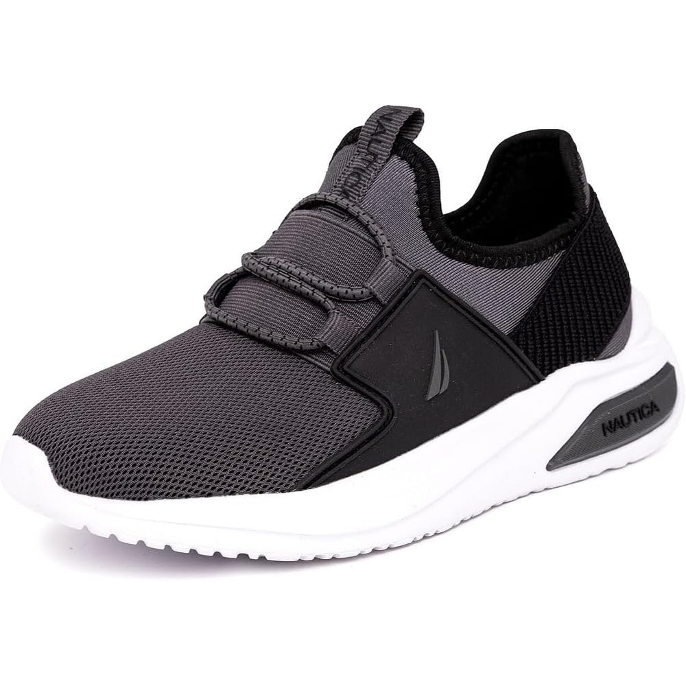 image:imageNautica Kids Athletic SlipOn Sneakers Comfortable Bungee Running Shoes for Boys and Girls Stylish and Supportive Footwear for Active Kids Big KidLittle KidToddlerGrey Blackmolded