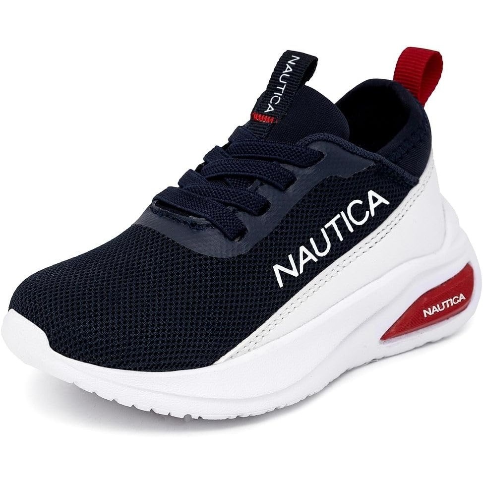 image:imageNautica Kids Athletic SlipOn Sneakers Comfortable Bungee Running Shoes for Boys and Girls Stylish and Supportive Footwear for Active Kids Big KidLittle KidToddlerNavy White Red