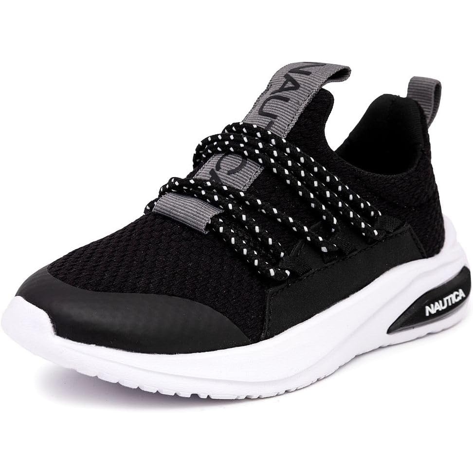 image:imageNautica Kids Athletic SlipOn Sneakers Comfortable Bungee Running Shoes for Boys and Girls Stylish and Supportive Footwear for Active Kids Big KidLittle KidToddlerBlack Silverswimm