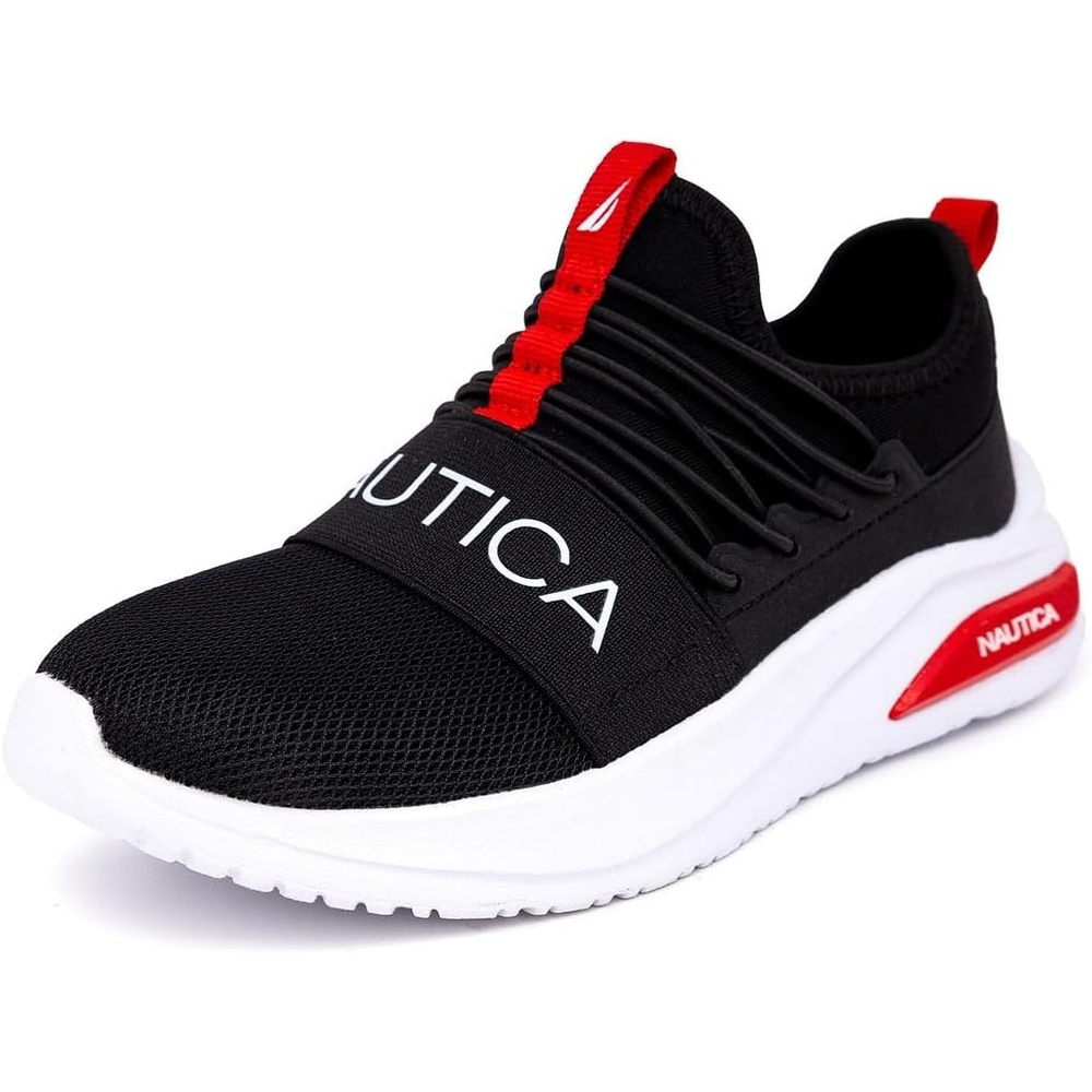 image:imageNautica Kids Athletic SlipOn Sneakers Comfortable Bungee Running Shoes for Boys and Girls Stylish and Supportive Footwear for Active Kids Big KidLittle KidToddlerBlack Redsummr