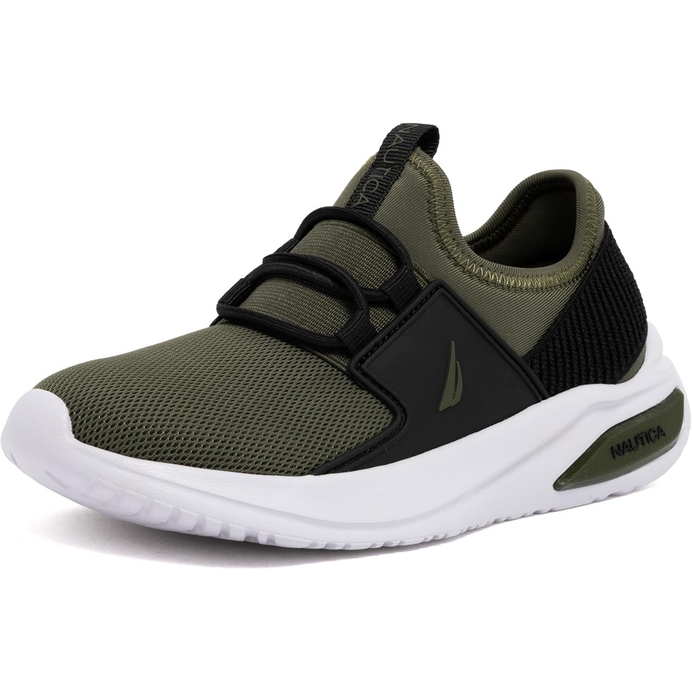 image:imageNautica Kids Athletic SlipOn Sneakers Comfortable Bungee Running Shoes for Boys and Girls Stylish and Supportive Footwear for Active Kids Big KidLittle KidToddlerOlive Black