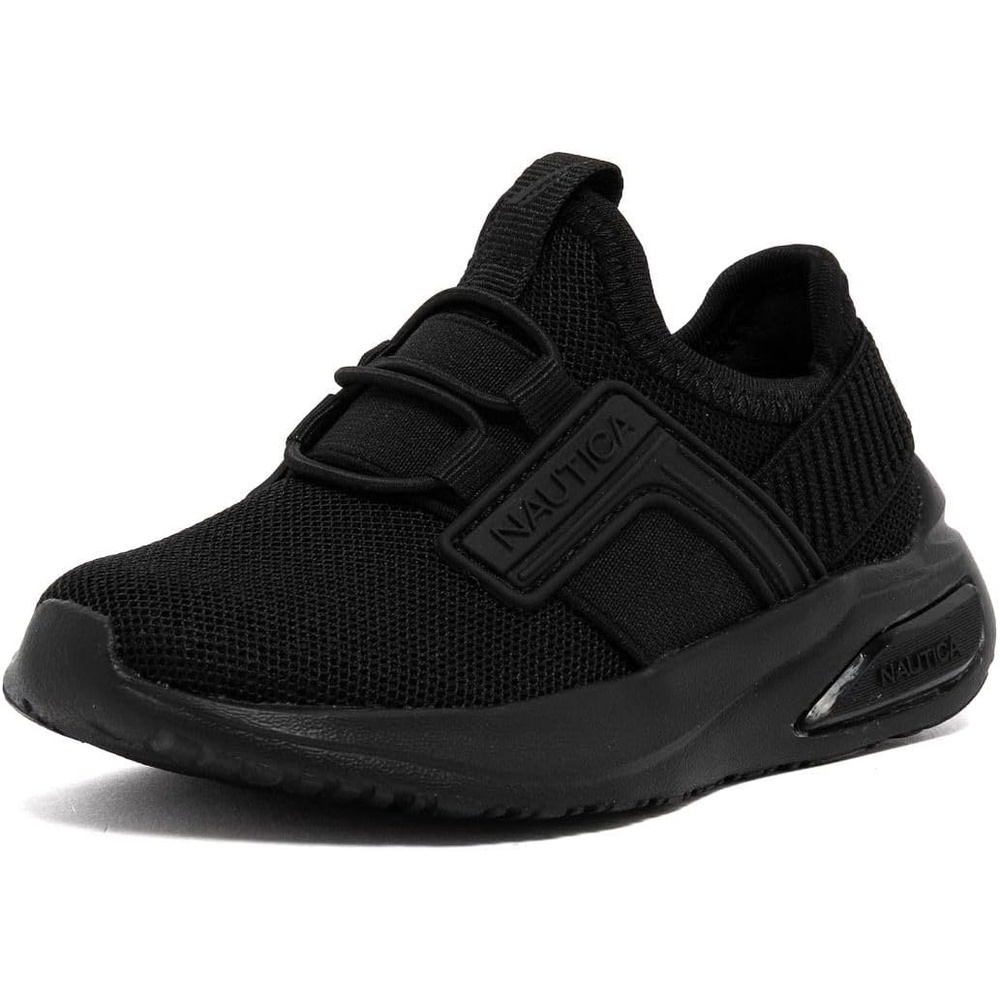 image:imageNautica Kids Athletic SlipOn Sneakers Comfortable Bungee Running Shoes for Boys and Girls Stylish and Supportive Footwear for Active Kids Big KidLittle KidToddlerBlack Monomavven