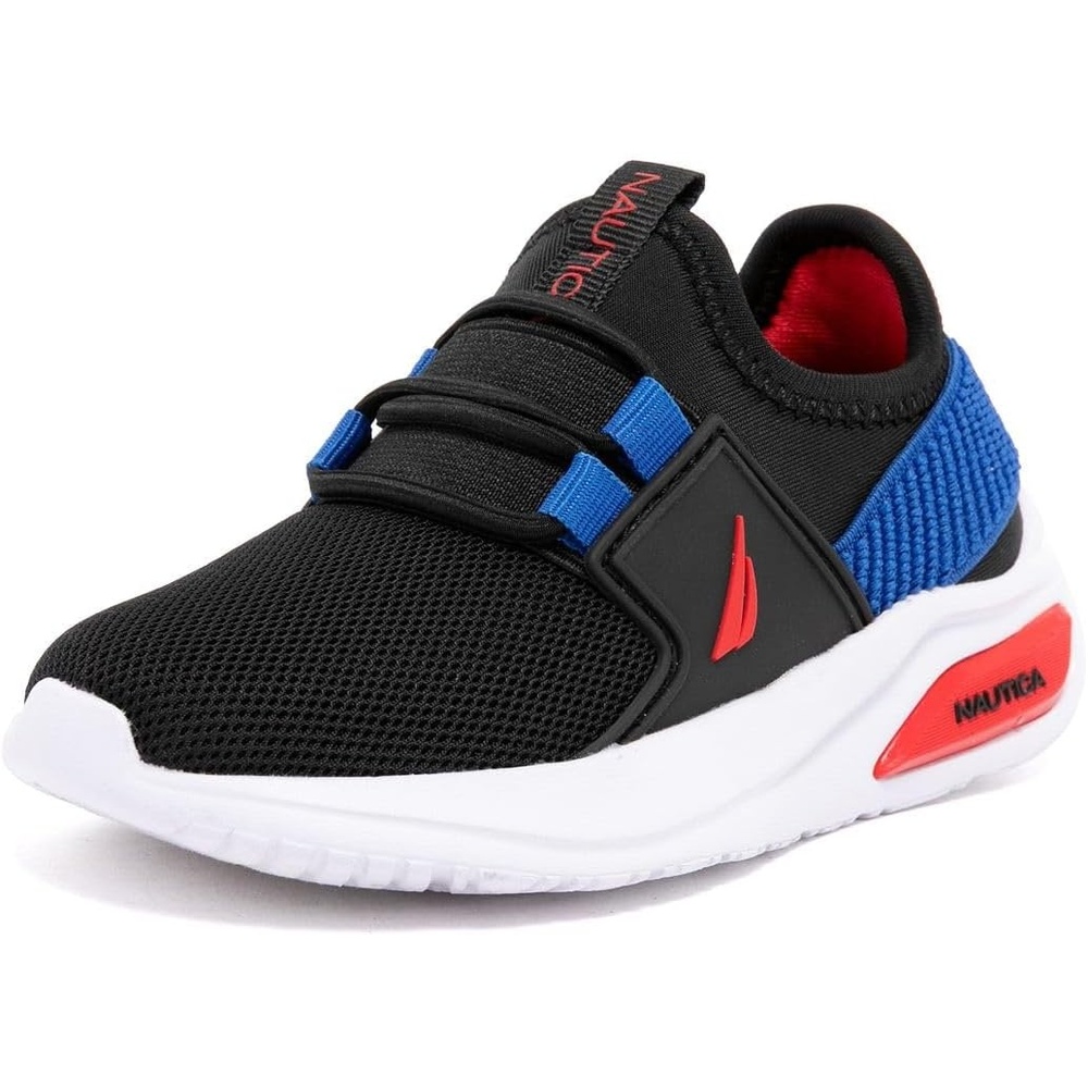image:imageNautica Kids Athletic SlipOn Sneakers Comfortable Bungee Running Shoes for Boys and Girls Stylish and Supportive Footwear for Active Kids Big KidLittle KidToddlerBlack Multi