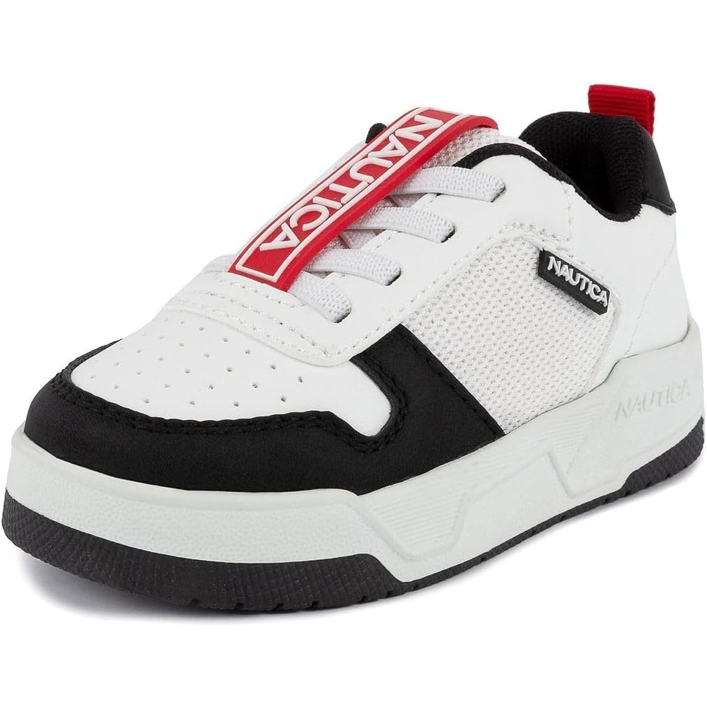 image:imageNautica Kids Boys Casual LaceUp Fashion Sneakers Oxford Comfortable Walking Shoe Big Kid  Little Kid  ToddlerWhite Black Red
