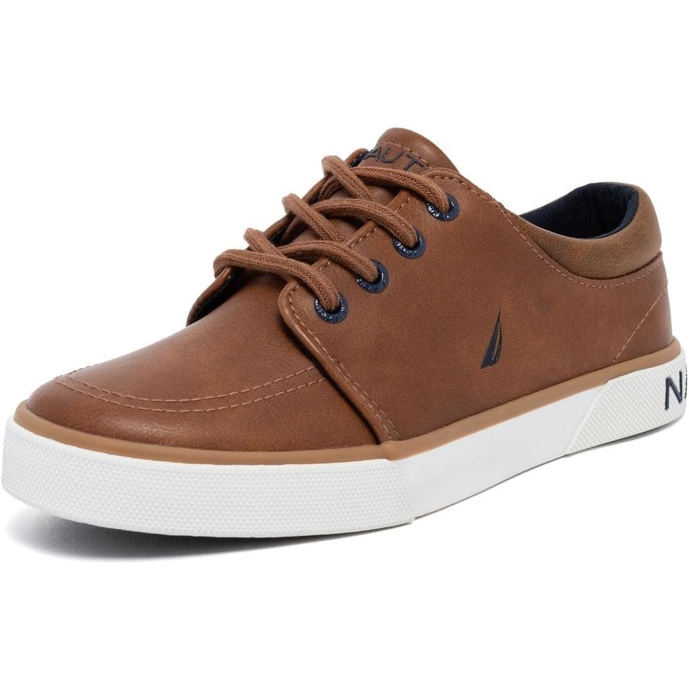 image:imageNautica Kids Boys LaceUp Fashion Sneakers LowTop Dress Shoes for Youth Big KidLittle KidTan Brown Navy
