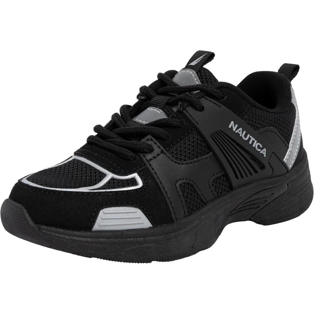 image:imageNautica Kids Boys amp Girls LaceUp Sneakers  Athletic Shoes for Running amp Walking with Cushioned Insole and Comfortable Fit for Big and Little KidsBlack Silver