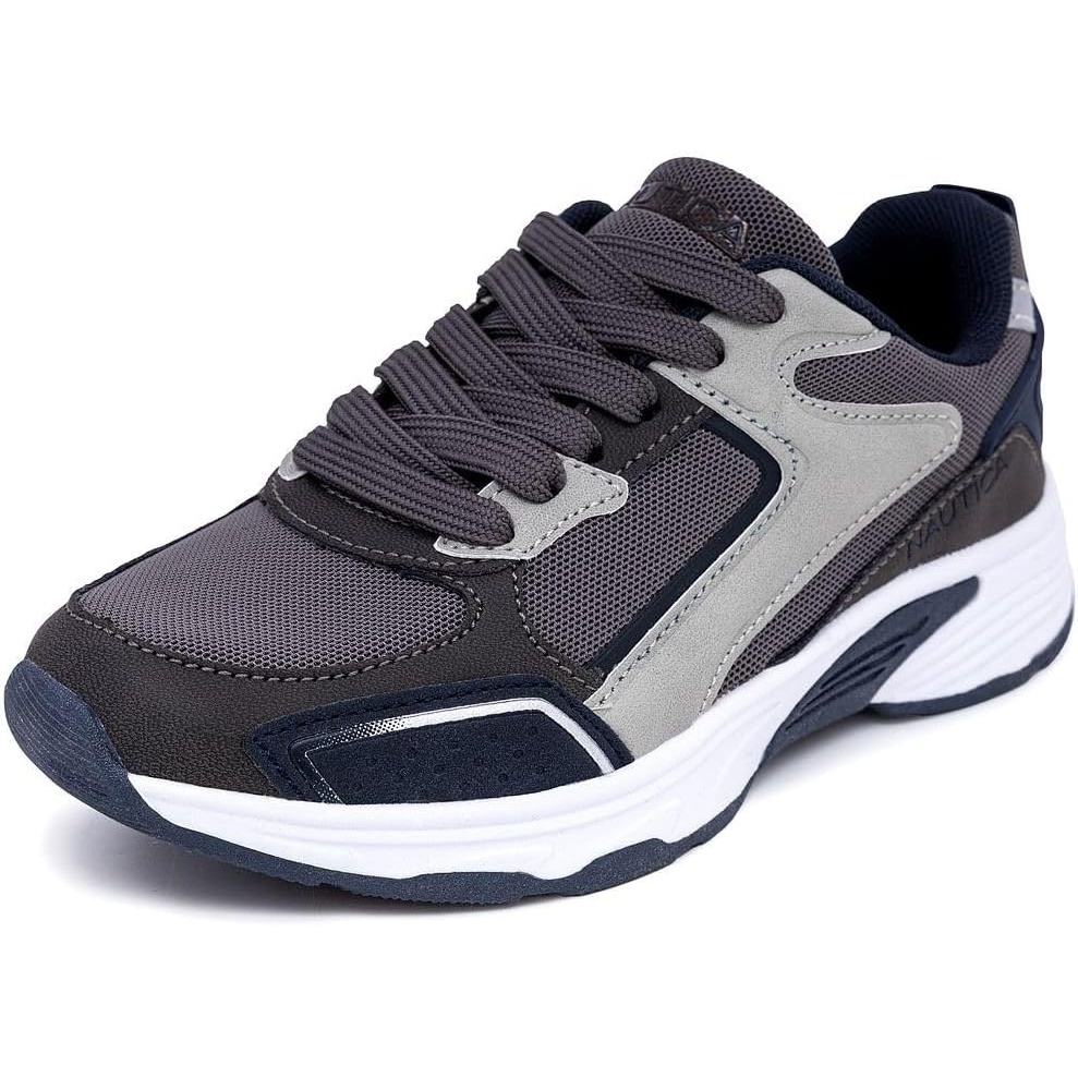image:imageNautica Kids Boys amp Girls LaceUp Sneakers  Athletic Shoes for Running amp Walking with Cushioned Insole and Comfortable Fit for Big and Little KidsGrey Navy Silver