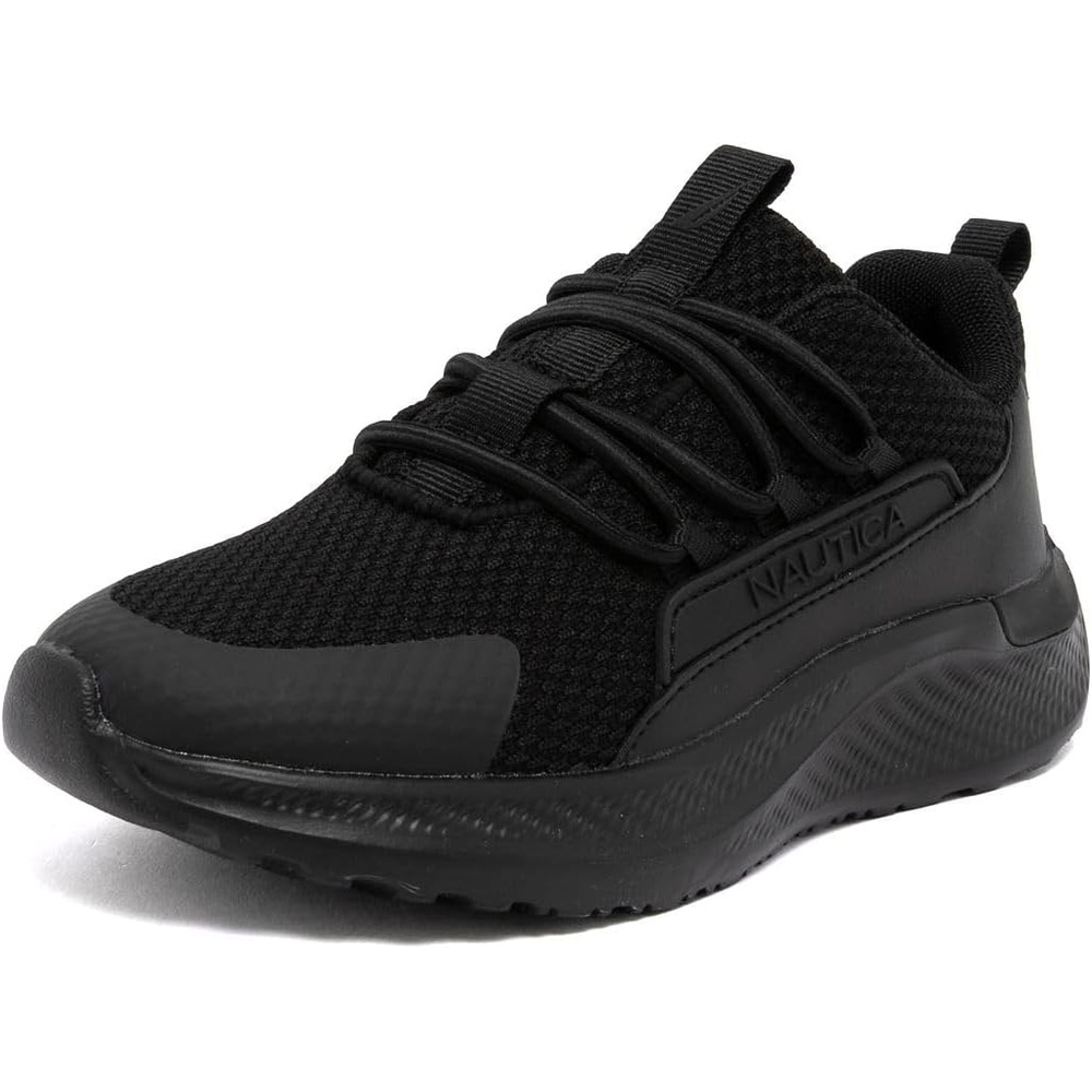 image:imageNautica Kids Boys and Girls Athletic SlipOn Sneakers Lightweight Bungee Running Shoes for Toddler Little Kid and Big KidBlack Blacksigne