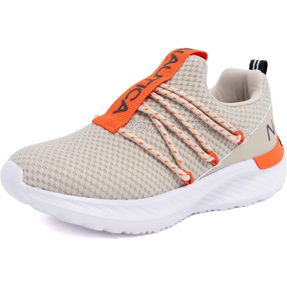 image:imageNautica Kids Boys and Girls Athletic SlipOn Sneakers Lightweight Bungee Running Shoes for Toddler Little Kid and Big KidBone Orangestellan