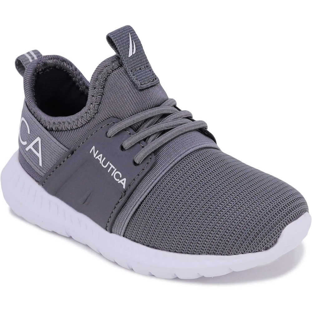 image:imageNautica Kids Boys and Girls Athletic SlipOn Sneakers Lightweight Bungee Running Shoes for Toddler Little Kid and Big KidGrey Tonal
