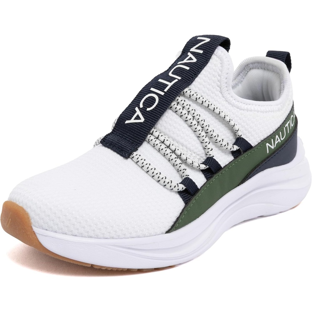 image:imageNautica Kids Boys and Girls Athletic SlipOn Sneakers Lightweight Bungee Running Shoes for Toddler Little Kid and Big KidNavy Greenseabert