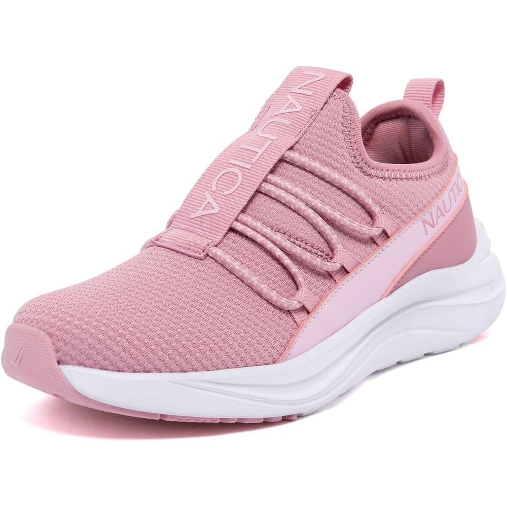 image:imageNautica Kids Boys and Girls Athletic SlipOn Sneakers Lightweight Bungee Running Shoes for Toddler Little Kid and Big KidPink on Pinkseabert