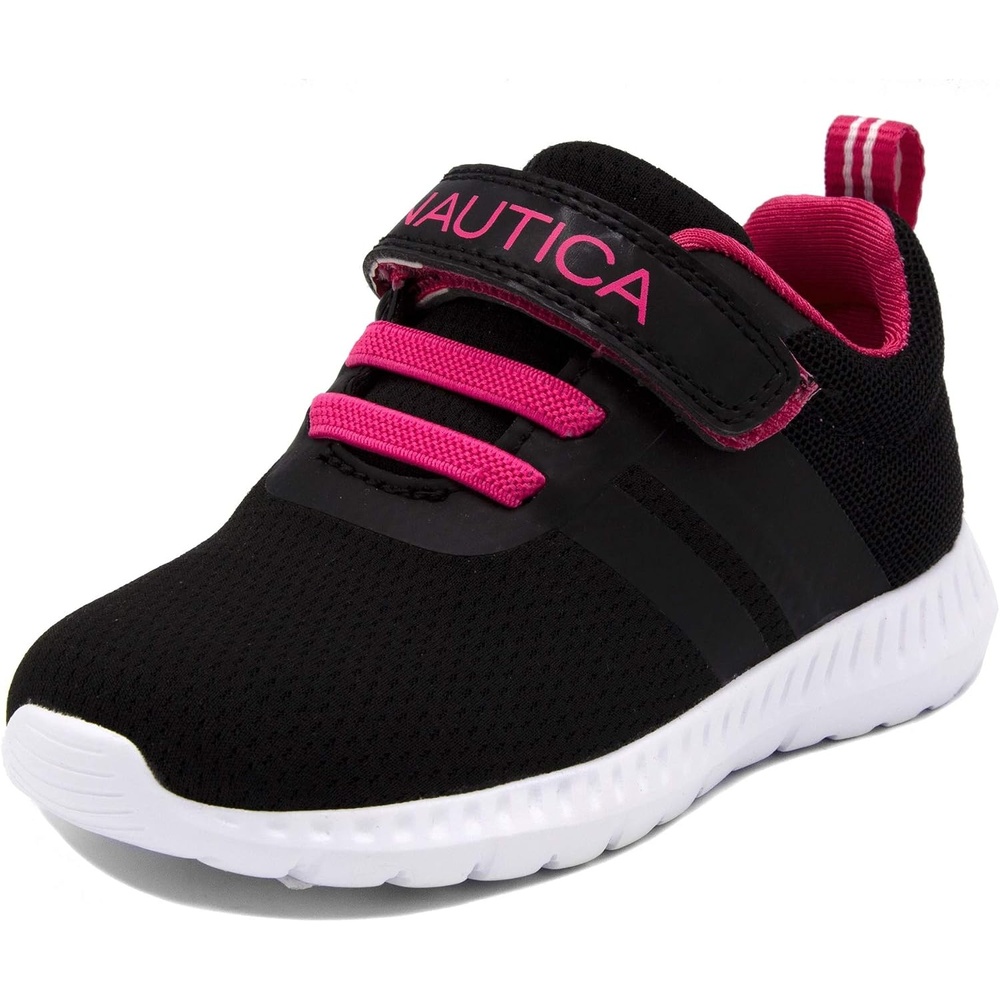 image:imageNautica Kids Fashion Sneaker Athletic Running Shoe with One Strap Boys  GirlsToddlerLittle KidBlackPink