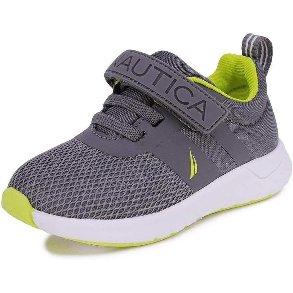 image:imageNautica Kids Fashion Sneaker Athletic Running Shoe with One Strap Boys  GirlsToddlerLittle KidStorm Grey Lime