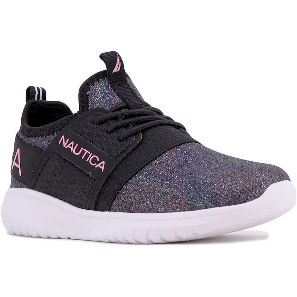 image:imageNautica Kids Girls Metallic Fashion Sneaker LaceUp Athletic Running Shoe I kappil I Big Kid  Little Kid  ToddlerBlack Oil Slick Meshkappil 4