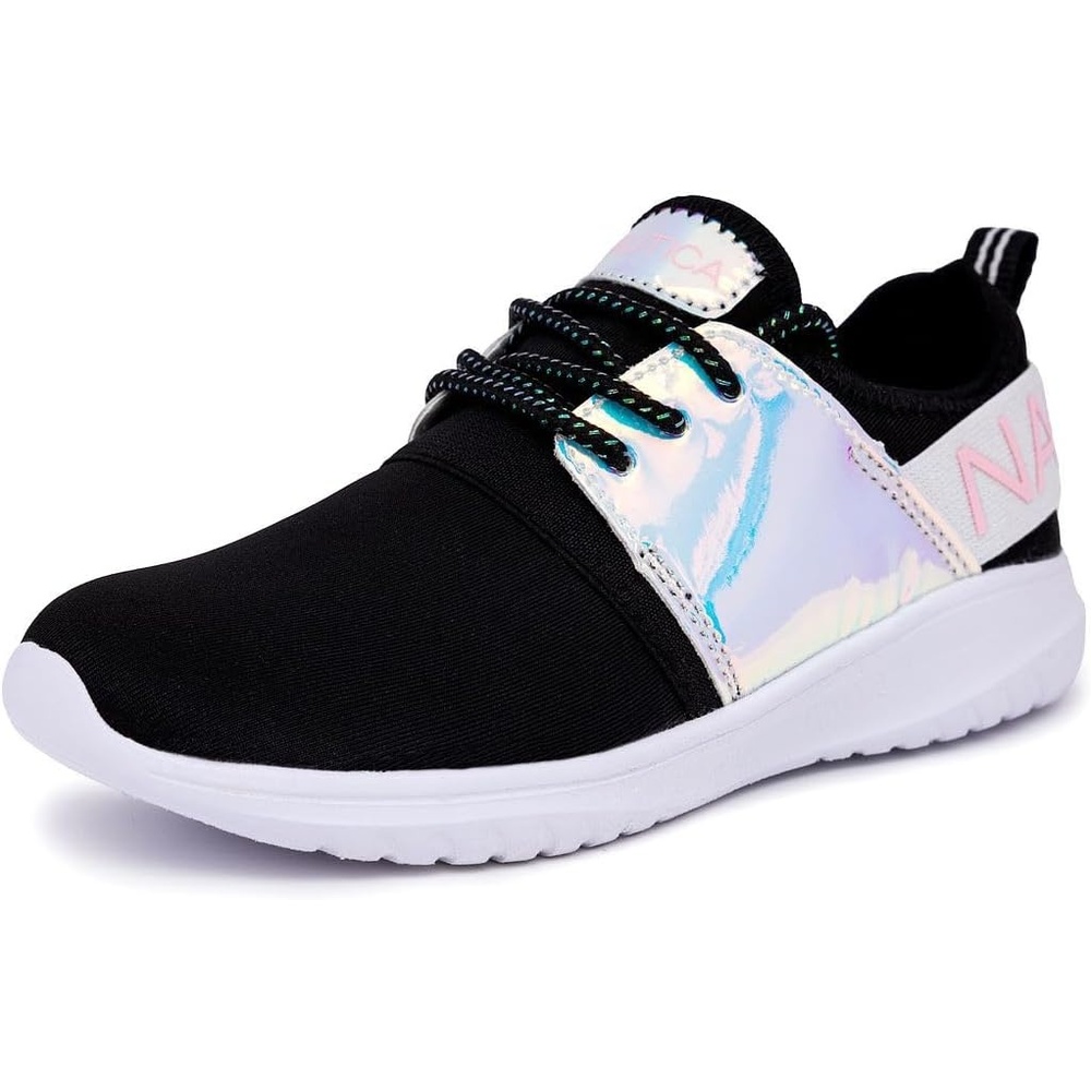 image:imageNautica Kids Girls Metallic Fashion Sneaker LaceUp Athletic Running Shoe I kappil I Big Kid Little Kid ToddlerIridescent Black