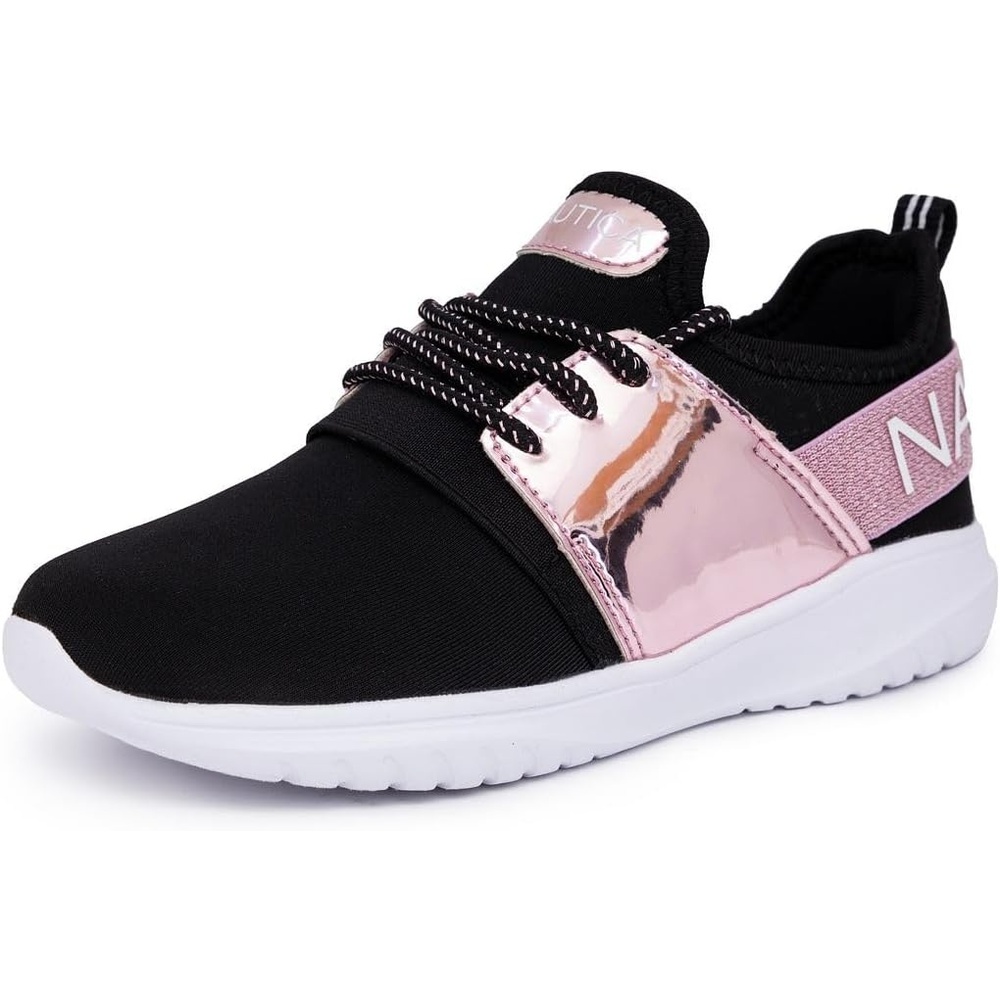 image:imageNautica Kids Girls Metallic Fashion Sneaker LaceUp Athletic Running Shoe I kappil I Big Kid Little Kid ToddlerPink Metallic Black