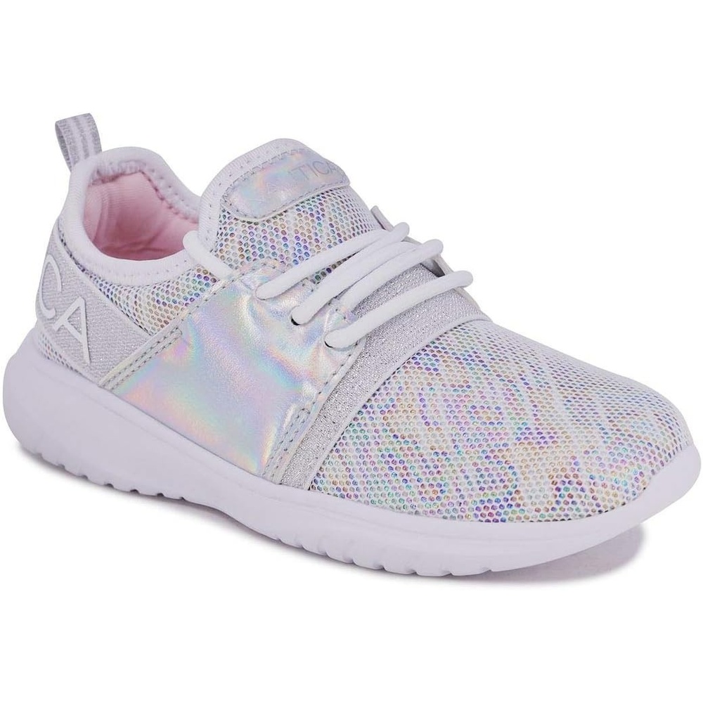 image:imageNautica Kids Girls Metallic Fashion Sneaker LaceUp Athletic Running Shoe I kappil I Big Kid  Little Kid  ToddlerWhite Silver Multi