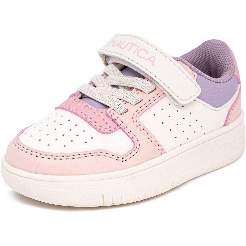 image:imageNautica Kids Girls Sneakers with Adjustable Strap and Bungee Straps Comfortable Casual Shoes ToddlerLittle KidCoral Pink