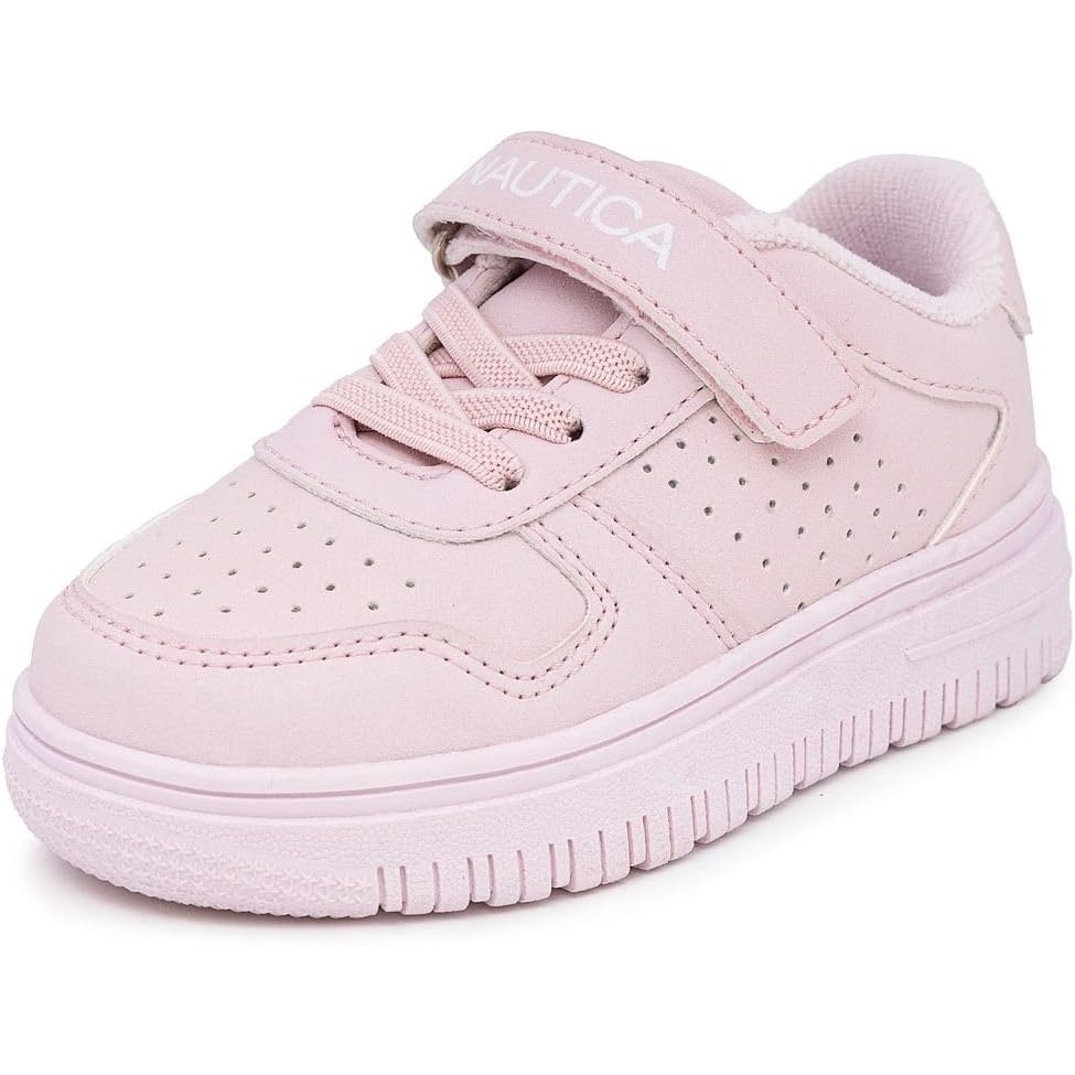 image:imageNautica Kids Girls Sneakers with Adjustable Strap and Bungee Straps Comfortable Casual Shoes ToddlerLittle KidLight Blush Ivan