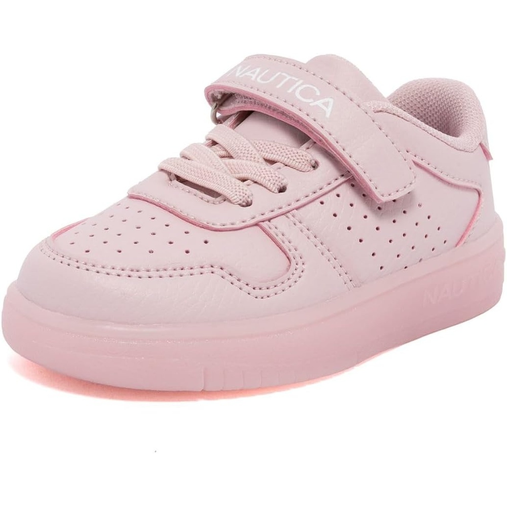 image:imageNautica Kids Girls Sneakers with Adjustable Strap and Bungee Straps Comfortable Casual Shoes ToddlerLittle KidPinkstafford