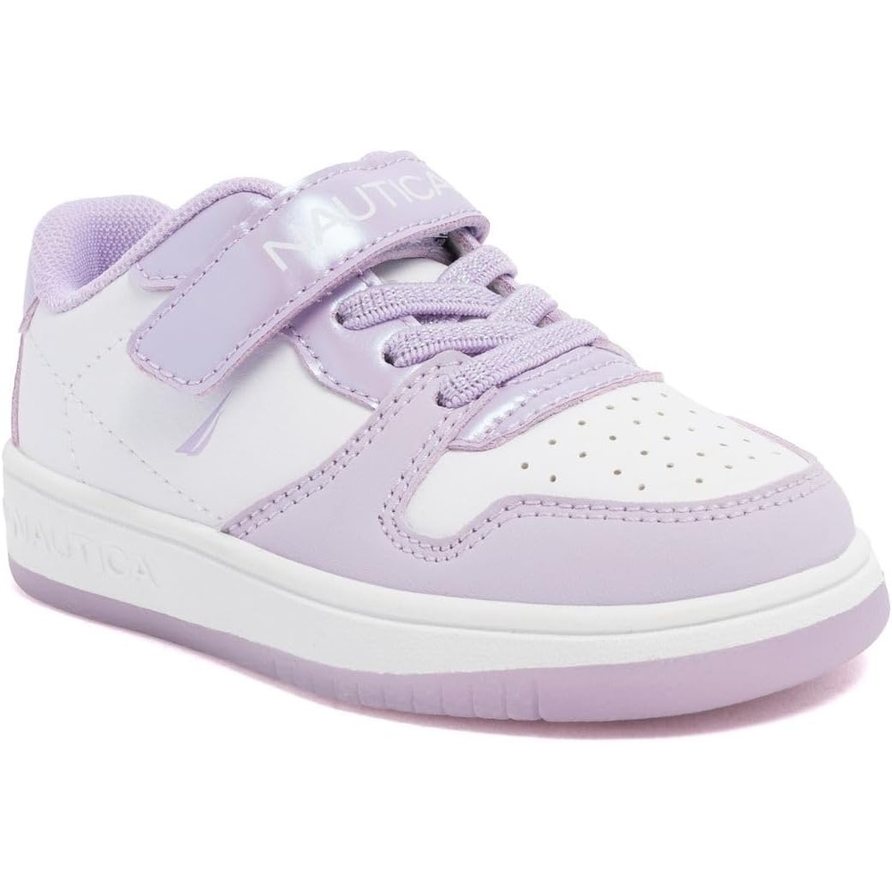 image:imageNautica Kids Girls Sneakers with Adjustable Strap and Bungee Straps Comfortable Casual Shoes ToddlerLittle KidWhite Lilac Pearl