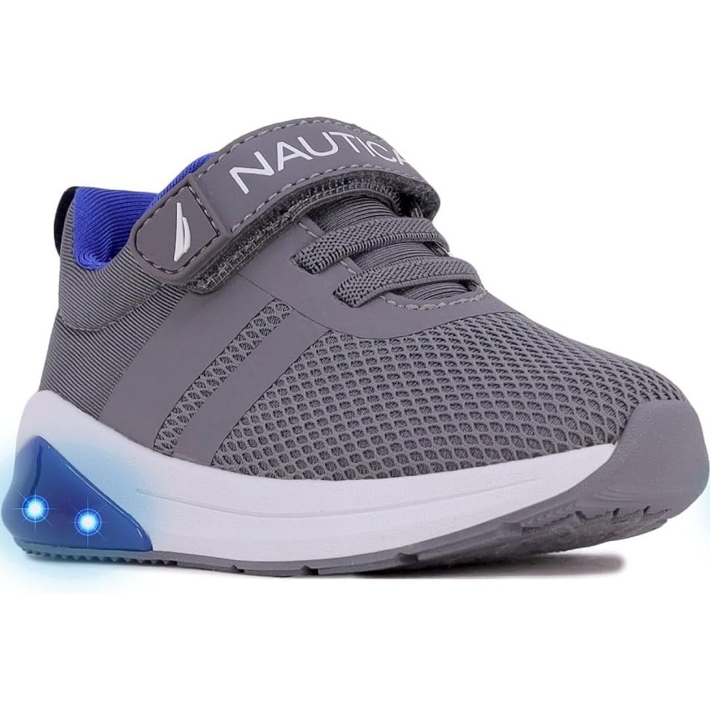 image:imageNautica Kids LightUp Flashing Sneaker Athletic Running Shoes with Strap Fashionable and Fun for Boys and Girls Available in Toddler and Little Kid SizesBuoy Lightsgrey Cobalt