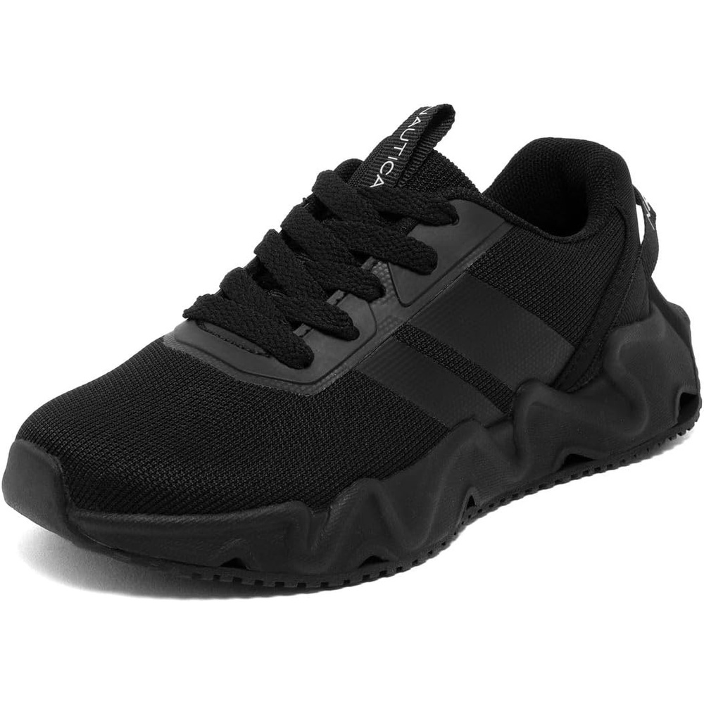 image:imageNautica Kids Running Sneakers  Comfortable Shoes for Boys and Girls  Sizes for Big amp Little Kids LaceUpBungee ManalapinBlack Mono