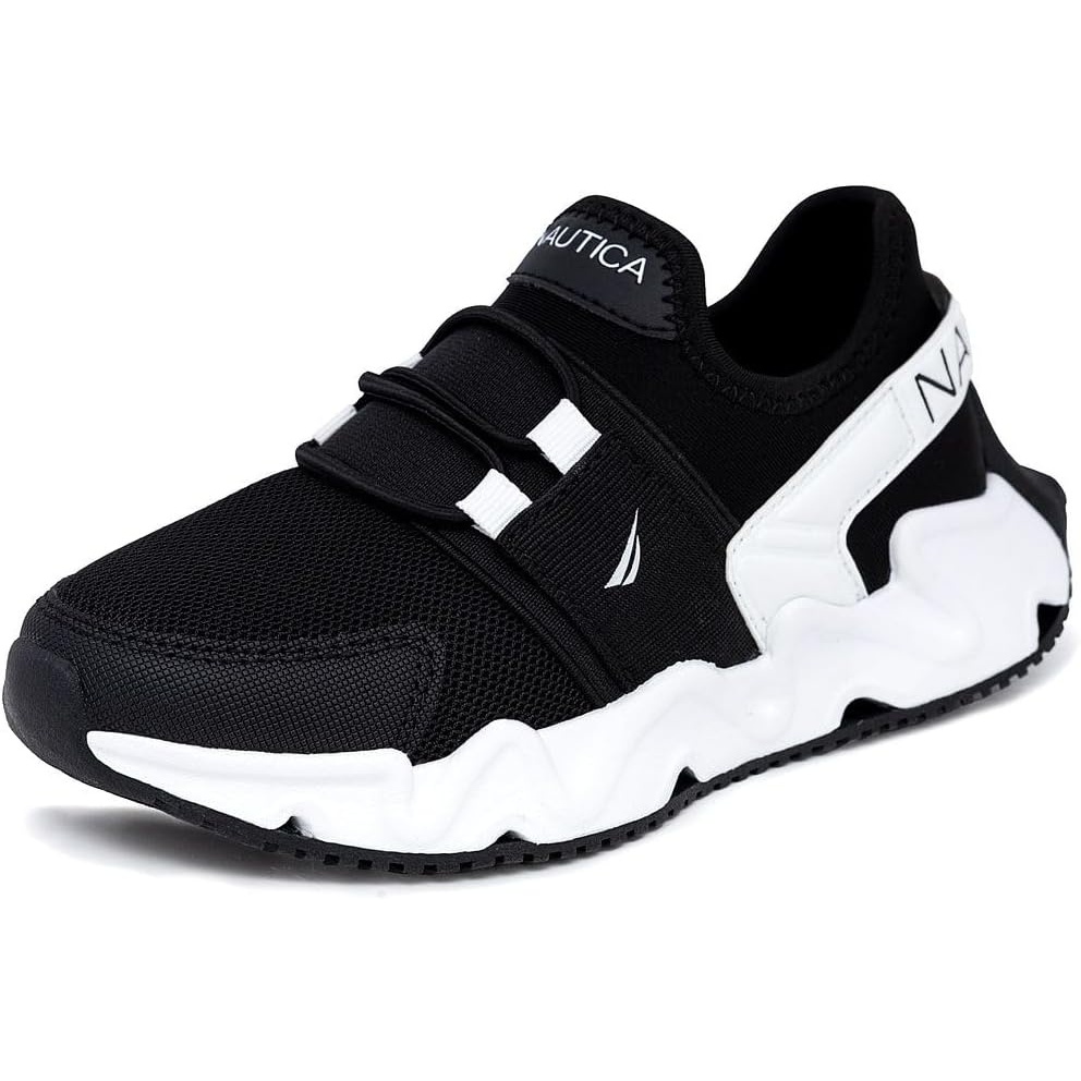 image:imageNautica Kids Running Sneakers  Comfortable Shoes for Boys and Girls  Sizes for Big amp Little Kids LaceUpBungee ManalapinBlack Whitemikyle