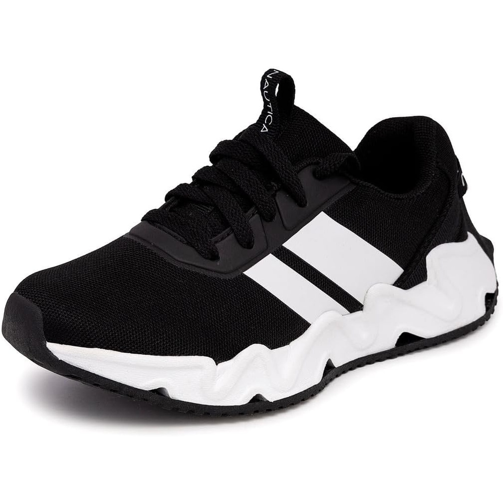 image:imageNautica Kids Running Sneakers  Comfortable Shoes for Boys and Girls  Sizes for Big amp Little Kids LaceUpBungee ManalapinBlack Whitewavy