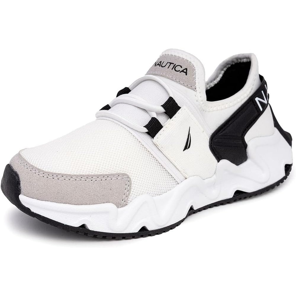 image:imageNautica Kids Running Sneakers  Comfortable Shoes for Boys and Girls  Sizes for Big amp Little Kids LaceUpBungee ManalapinWhite Blackmikyle
