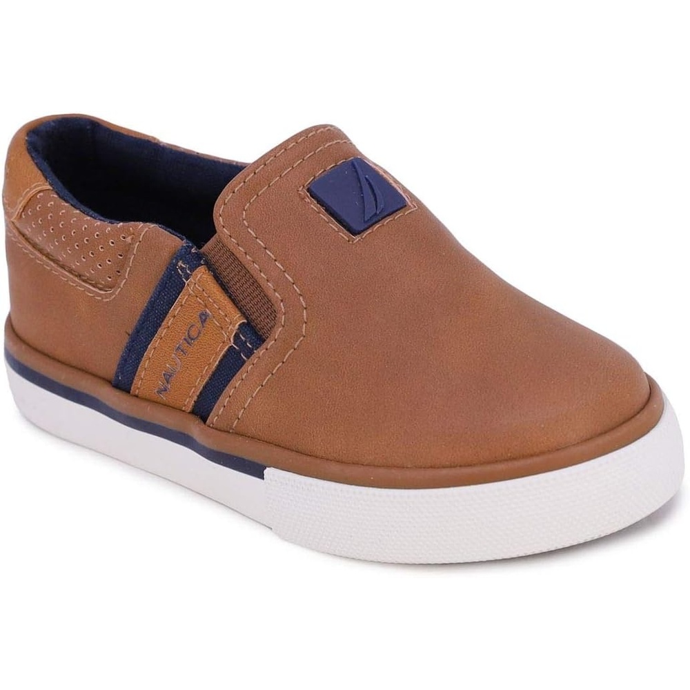 image:imageNautica Kids SlipOn Sneakers Casual LowTop Shoes for Boys and Girls Comfortable Athletic Style for School Play and Everyday Wear ToddlerLittle KidBig Kid SizesTan Ivory
